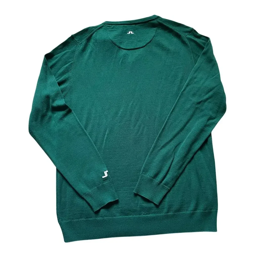 Merino Wool Sweater Size XL Golf Classic J. Lindeberg Mens Green V Neck Masters